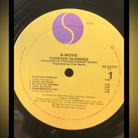 B-movie Lp Forever Running. Vinyl Record 1985. Mint Condition Record Promo Copy - Picture 5 of 8